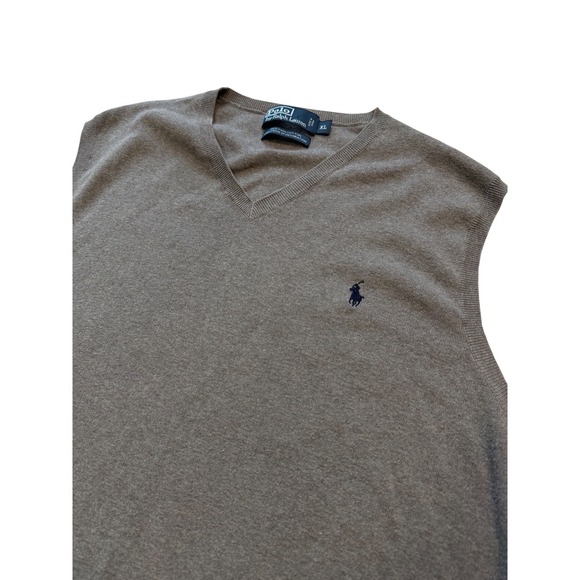 Polo Ralph Lauren Other - Polo Ralph Lauren Mens XL Pima Cotton V-Neck Sweater Vest Heathered Gray Taupe